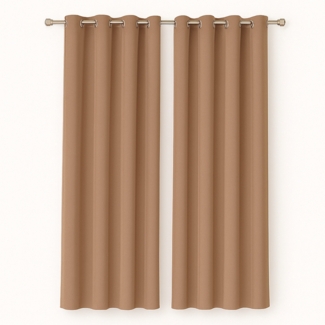 Gardine mit Ösen 140x145 cm ( Breite x Länge ) in Hellbraun, blickdichter Vorhang, Ösenvorhang in vielen Variationen