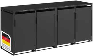 STEELSØN 'Thoria' Mülltonnenbox für 4 Tonnen je 240 Liter, graphitschwarz, Mülltonnenverkleidung aus Stahl, wetterfest, 116x80x268 cm