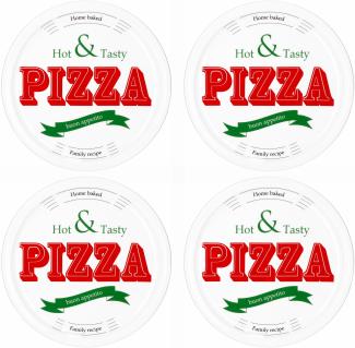 4er Set Pizzateller Hot & Tasty rot / grün Ø 30,5 cm weiß Pizza XL-Teller Platte