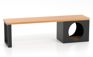 Metall Gartenbank mit Katzenhaus 3-Sitzer Sitzbank ohne Rückenlehne Balkonbank Metallbank