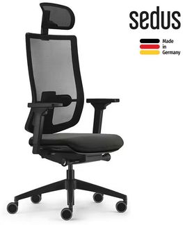 Sedus se:motion net, Drehstuhl, Bürostuhl, Mit Netzmembran Grau, Sitzpolster Schwarz, Armlehnen verstellbar, Höhenverstellbar 42-52. 5cm, bis 130kg Belastbar, 23° Öffnungswinkel