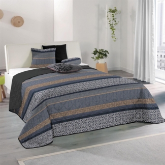 Tages-Decke XXL (220x240 cm) mit wattierter Zwischenlage, in verschiedenen gesteppten Patchwork Designs, Überwurf Steppbett (Vintage Love)