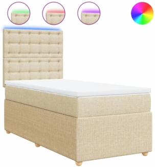 vidaXL Boxspringbett mit Matratze Creme 100x200 cm Stoff 3294286