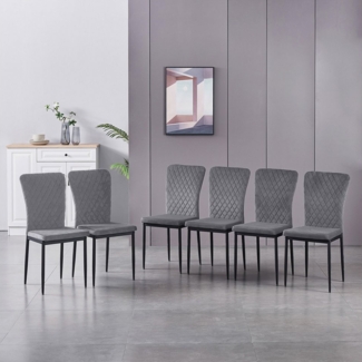 JYMTOM Esszimmerstuhl Samt/Kunstleder, hoher Lehne, Metallgestell, 4/6er-Set (6 St), Samt, Gitter-Design, für Wohnzimmer, Büro, Klassenzimmer