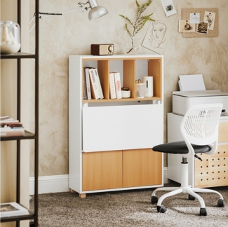 SoBuy Schreibtisch FWT107, mit Regalböden, Computertisch Klapptisch Arbeitstisch für Homeoffice