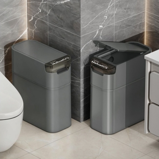 POPOLIC Einbaumülleimer Schmalmülleimer mit Klappdeckel, 155 mm breit. 10L