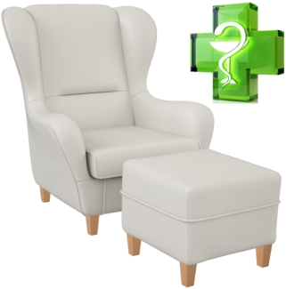 Desinfektionsmittelbeständiger Pflege-Ohrensessel Sofia Pandoria mit Hocker