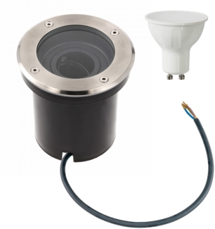 10 Watt runde LED Einabu Boden-Spot Bodenleuchte Bodenstrahler Wegleuchte | schwenkbar aus Edelstahl | Ø130 x 129mm (B. x H.) | 1000 Lumen | Kaltweiß (6000 K)