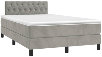 vidaXL Boxspringbett mit Matratze Hellgrau 120x190 cm Samt 3269855