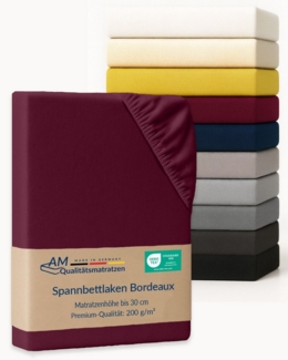 AM Qualitätsmatratzen Spannbettlaken Baumwolle in bordeaux, Bettlaken für Matratzen, Made in Germany, Baumwolle, Gummizug: rundum, (1 Stück), 90 x 200 x 30