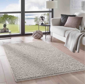 TaraCarpet Langflor-Teppich Langflorteppich Sole 100% Polypropylen, rund, Höhe: 30 mm, Hochflor Shaggy grau waschbar Wohnzimmer Schlafzimmer Bad 120x120 cm