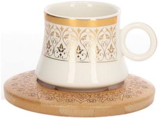 6er Set Espressotassen mit Untertasse und Tablett Ständer Mokkaservice Motiv 11