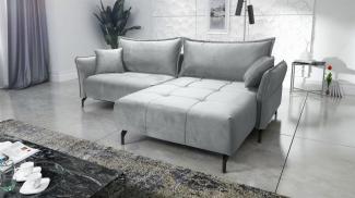 Ecksofa Schlafsofa Sofa VICTORIA Stoff Element Hellgrau Ottomane Rechts