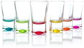 BigDean 6x Schnapsgläser 2cl - Shotgläser aus Glas – farbige Shot Gläser für Schnäpse wie z.B. Tequila, Wodka, Ouzo, Sambuca, Likör - Stamperl, Pinnchen