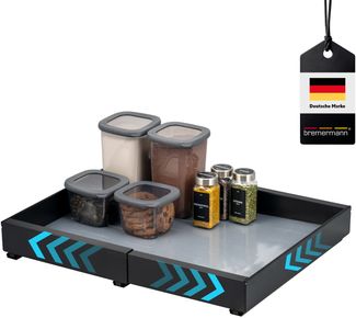 Teleskopschublade mit Einlegeboden, ausziehbar, Breite von 31-51 cm, zum Kleben oder Bohren, aus schwarzem Metall