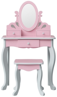 Teamson Schminktisch Princess Rapunzel Kinder-Schminktisch aus Holz mit Spiegel & Hocker
