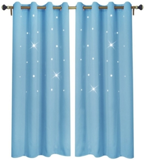 Rosnek Vorhang Sterne Vorhang Kinderzimmer Gardinen, Verdunklungs BLICKDICHT Vorhänge (2 St)