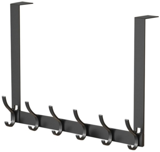 OKWISH Türhaken Tür Kleiderhaken Türgarderobe Türhakenleiste, Badezimmer, Schlafzimmer, Küche, Flur, Wohnzimmer, (mit 6 Haken, 1-St, bis 20kg belastbar, ohne Bohren rutschfest kratzgeschützt), für Standardtüren bis 4,5 cm