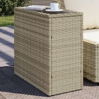 vidaXL Garten-Beistelltisch mit Glasplatte 58x27,5x55 cm Poly Rattan 366189