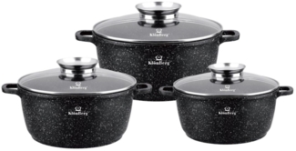 KlönBerg Topf-Set Drei große Töpfe in verschiedenen Größen mit Steinbeschichtung, Aluminiumguss, Aluminium, Keramik, Edelstahl (Multifunktional, geeignet zum Kochen, Braten und Backen!, 6-tlg, Es ist eine perfekte Geschenkidee für jeden Anlass), Innova...