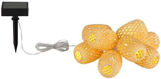 LED Solarlichterkette, 8x Lampion naturfarben, L 650 cm