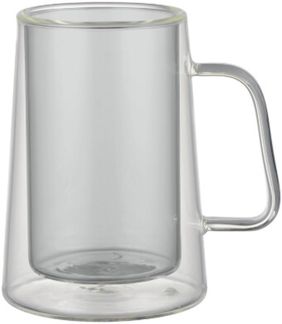 4 teiliges Set Doppelwandige Kaffeegläser mit Henkel 200 ml Hitzebeständig Anthrazit