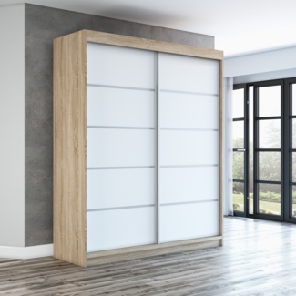 Schwebetürenschrank TREND 2-türig Schrank 180 cm (mit Spiegel) Farbe: Sonoma , weiß