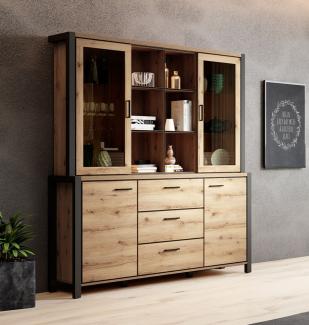 Buffetschrank Aktiv Vitrinenschrank 180cm taurus / schwarz matt