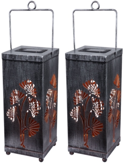 2er Set LED Solarleuchten, Laternen, silber-antik, H 26,8 cm