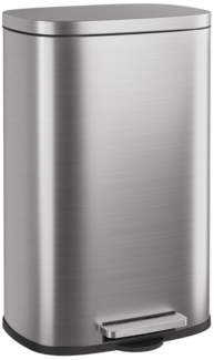 WLIVE Mülleimer Küche 50L, Edelstahl Tretmülleimer mit Inneneimer & Soft-Close, robustes Fußpedal, geruchsdichter Abfalleimer für Küche/Bad/Büro