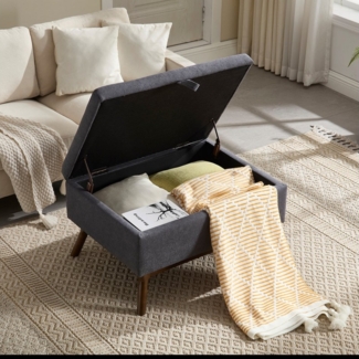 STILVORA Schuhbank mit sitzkissen,Mid-Century moderne Ottomane mit Stauraum,Polsterhocker (Mid-Century Moderne Quadratische Ottomane mit Stauraum – Multifunktionale Bank aus Massivholz, Ideal als Couchtisch, Fußhocker oder Sitzgelegenheit für Wohnzimme...