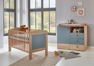 Arthur Berndt Babymöbel-Sparset »Roofy« 2-teilig, Wickelkommode, Kinderbett, Salbei, Nagano Oak