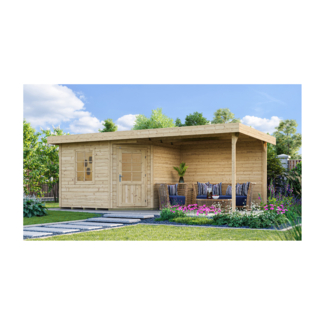 weka Designhaus 213 B, 5-Eck, 646 cm Breite x 338 cm Tiefe x 237 cm Höhe, natur