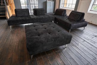 KAWOLA Sofa WIOLO Ecksofa velvet mit Hocker anthrazit 80 x 350 x 350 cm