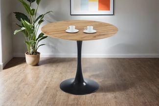 SAM® Esstisch Alma, Tischplatte rund, gerade Kante, Metall-Tulpenfuß schwarz