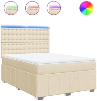 vidaXL Boxspringbett mit Matratze Creme 160x200 cm Stoff 3294038