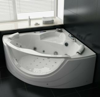 Luxus LED Whirlpool Badewanne SET 150x150cm +Heizung+Hydrojet +Ozon +Radio 2024 a