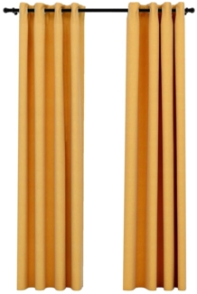 vidaXL Verdunkelungsvorhänge, Ösen Leinenoptik, 2 Stk., Polyester Gelb, 140x245 cm