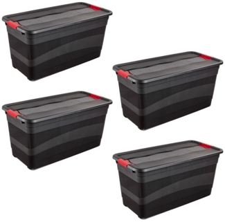 keeeper Transportbehälter eckhart, 4er Set Transporbox, 83 L, 79,5 x 39,5 x 40 cm, (Set, 4-St), seitl. Clips, Griffe am Boden, stoßfeste Seitenwände, robuster Deckel