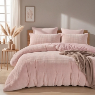 Sitheim-Europe Wendebettwäsche Bettwäsche-Set Bettbezug & Kissenbezüge aus Check Teddy, Mikrofaser, 3 teilig