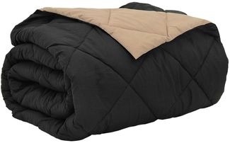 vidaXL Sommerdecke Schwarz und Taupe 220 x 260 cm Mikrofaser 42025498