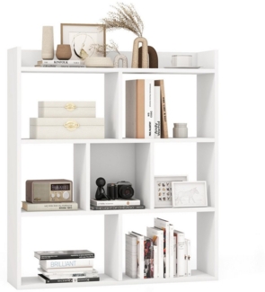 COSTWAY Bücherregal, mit 7 Würfeln & offener Ablage, Holz, 20 x 80 x 90 cm
