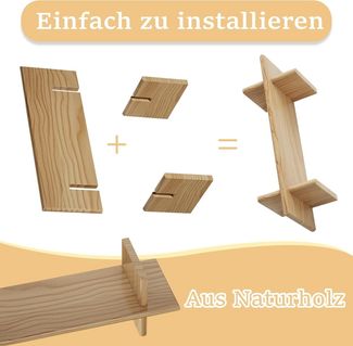Holz Lichter Wandregal Wandregal 3er-Set Holz – Schweberegal, Wandboard braun, 3-tlg, Modernes, platzsparendes Design