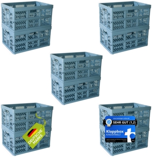 KiNDERWELT 10 x Robuste Profi - Klappbox 45 L bis 50 kg - Faltbox, Kiste, Korb zur Aufbewahrung, Transport - blau