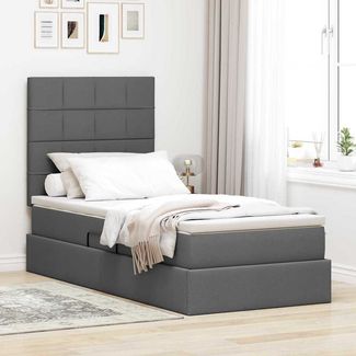 vidaXL Bett mit Stauraum und LED Dunkelgrau 100 x 200 cm Polyester 3372397