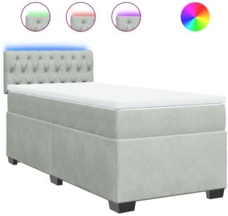 vidaXL Boxspringbett mit Matratze Hellgrau 90x200 cm Samt 3288516