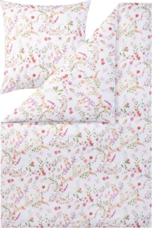 Estella Mako Satin Bettwäsche Dilara 7529-985 Blumen Rosa Lila 135x200