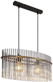 Hängeleuchte, Glasstäbe rauch, schwarz matt, L 60 cm