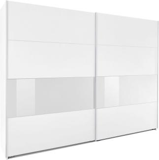 Schwebetürenschrank Bramfeld Kleiderschrank 270x65x208cm weiß Front mit Weißglas