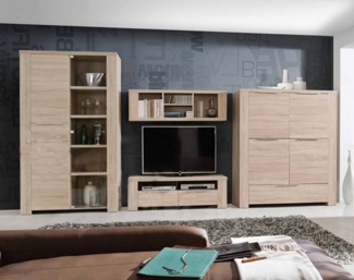Wohnwand Anbauwand 4tlg mit TV Lowboard sonoma eiche 388cm